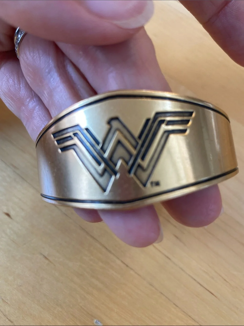 Alex and Ani Gold Tone Wonder Woman Logo Cuff Bracelet
